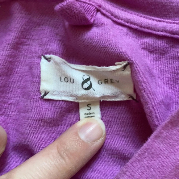 Lou & Grey Purple Cozy‎ Long Sleeve Shirt Purple Oversized Curved Hem Athleisure - Picture 3 of 6